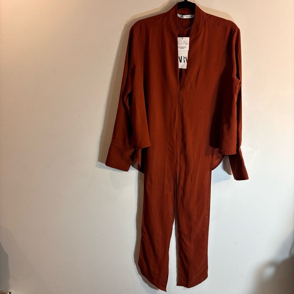 ZARA Sz XS Blouse Oversized Multi Position Ties Flowy Long Sleeve NEW WITH TAGS - Picture 2 of 12